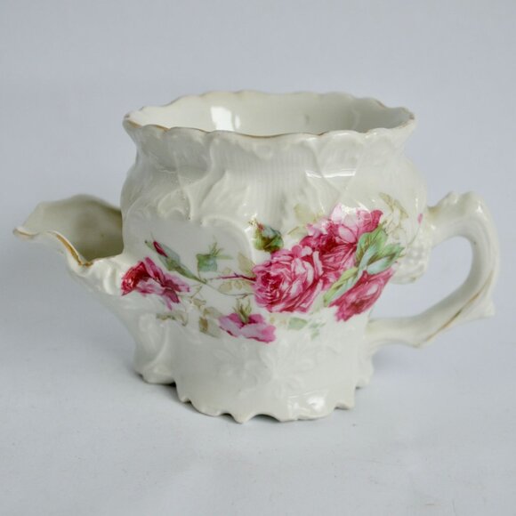 Victorian Rose Vintage Shaving Scuttle Mug Gold Trim - Picture 1 of 7